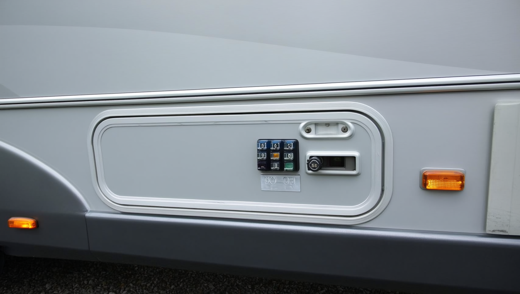 RV entry door with keyless entry keypad