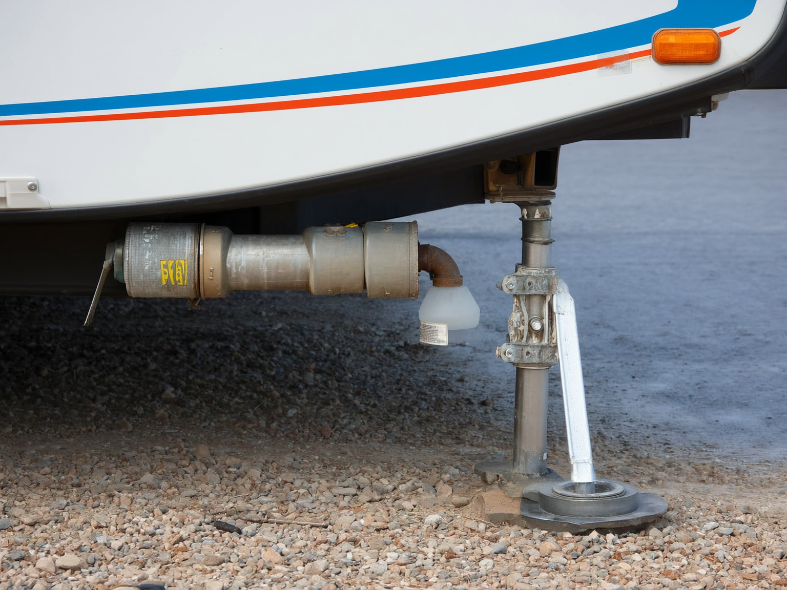 RV sewer hose connected correctly at a full hookup site in Casper