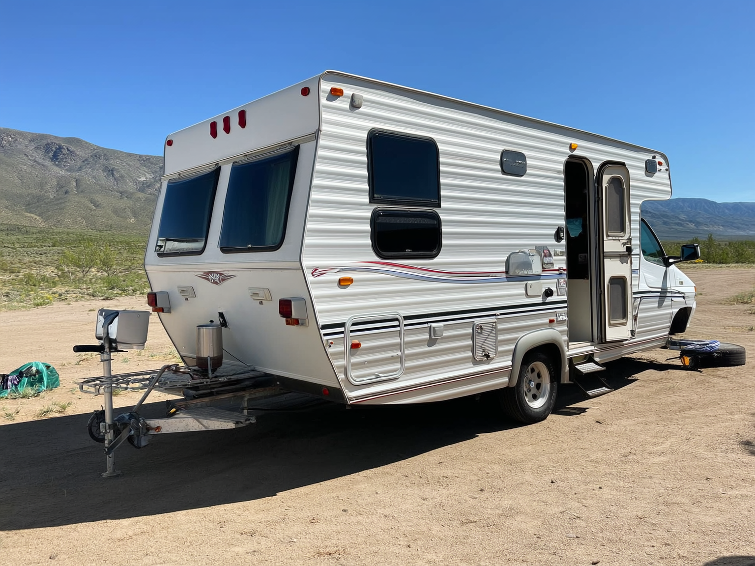 Extended RV slideout at a full hookup campsite in Casper during routine inspection