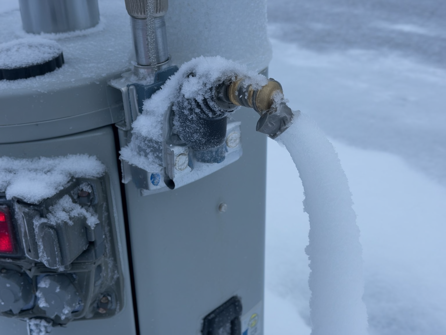 Heated insulated RV water hose connected at a full-hookup site