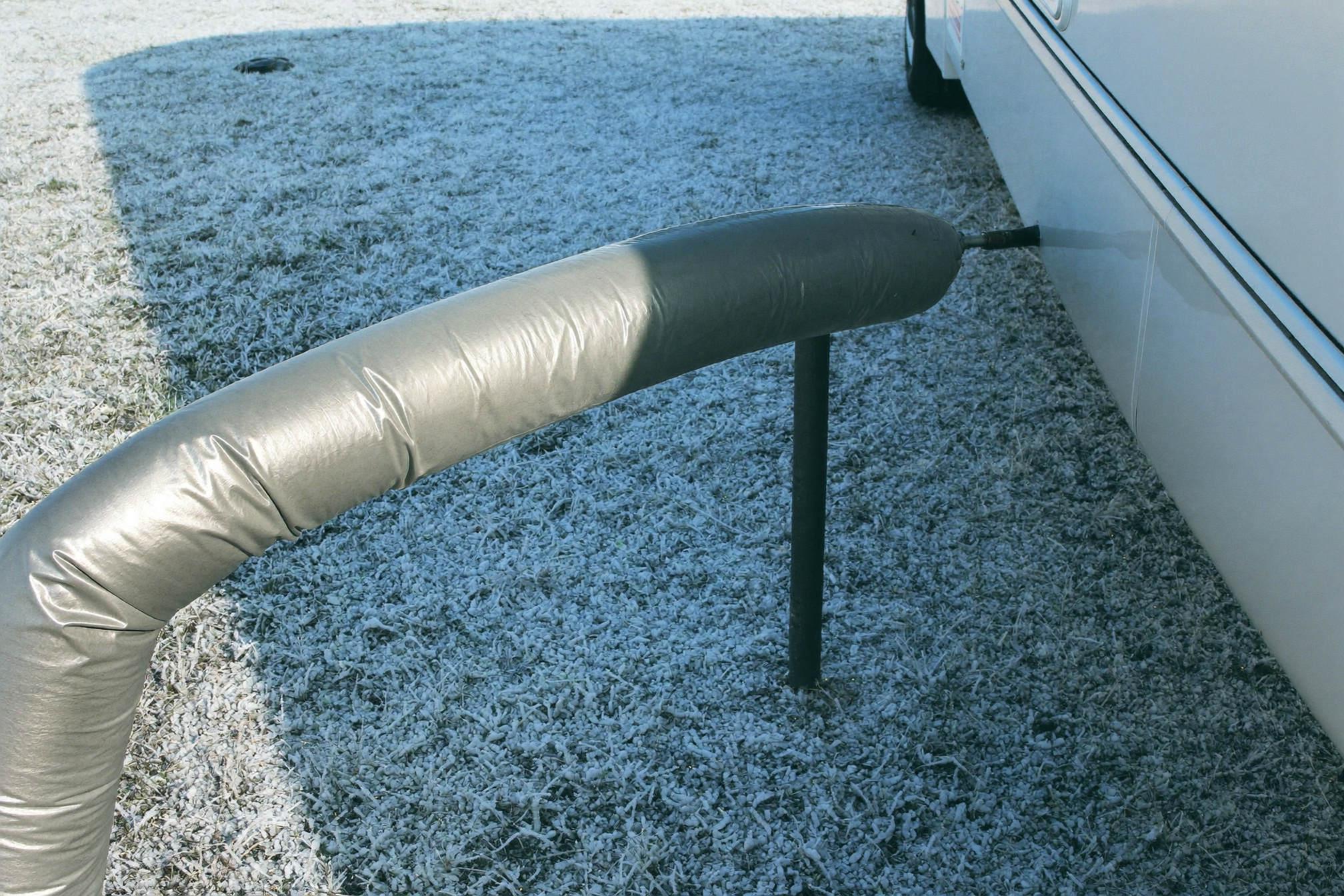 Heated water hose and freeze-protected hookup on a frosty Casper morning